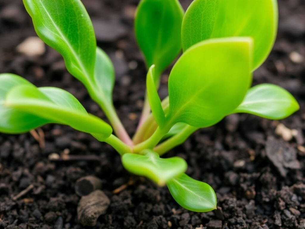 Planta jade plantada na terra