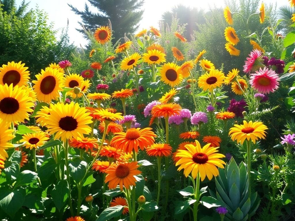 Jardim com plantas que gostam de sol