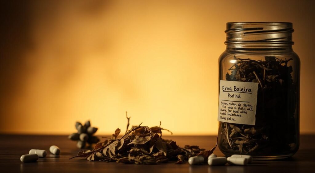 A dimly lit, minimalist still life depicting the potential contraindications and warnings for the medicinal herb known as "erva baleeira" or whale's weed. In the foreground, a glass jar filled with the dried, fragrant leaves and stems of the plant, accompanied by a few scattered pills or capsules. In the middle ground, a small, handwritten label or tag cautioning about potential side effects or interactions. The background is hazy and softly defocused, creating an air of caution and restraint. The overall lighting is muted, casting a warm, golden glow and emphasizing the natural, earthy tones of the botanical elements. The composition is carefully balanced, conveying a sense of thoughtful contemplation around the responsible use of this herbal remedy. A dimly lit, minimalist still life depicting the potential contraindications and warnings for the medicinal herb known as "erva baleeira" or whale's weed. In the foreground, a glass jar filled with the dried, fragrant leaves and stems of the plant, accompanied by a few scattered pills or capsules. In the middle ground, a small, handwritten label or tag cautioning about potential side effects or interactions. The background is hazy and softly defocused, creating an air of caution and restraint. The overall lighting is muted, casting a warm, golden glow and emphasizing the natural, earthy tones of the botanical elements. The composition is carefully balanced, conveying a sense of thoughtful contemplation around the responsible use of this herbal remedy.